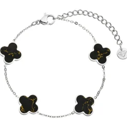 Black-Gold Clover Armband | 18K vergoldet