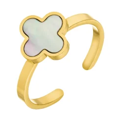 Clover Perlmutt Ring | 18K vergoldet