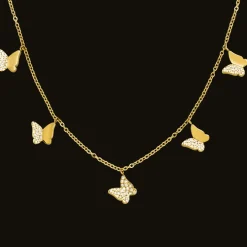 Crystal Butterfly Halskette | 18K vergoldet