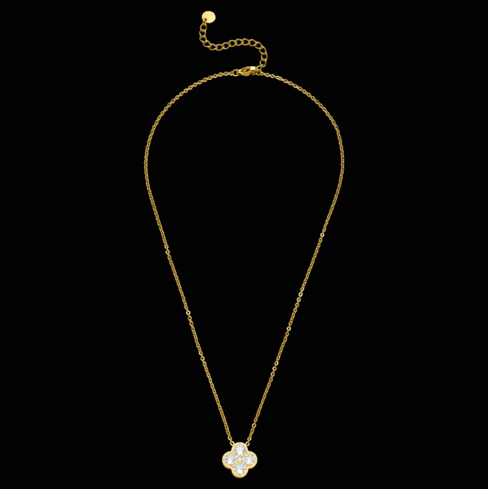 Crystal Clover Kette | 18K vergoldet