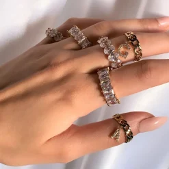 Cube Stones Ring | 18K vergoldet