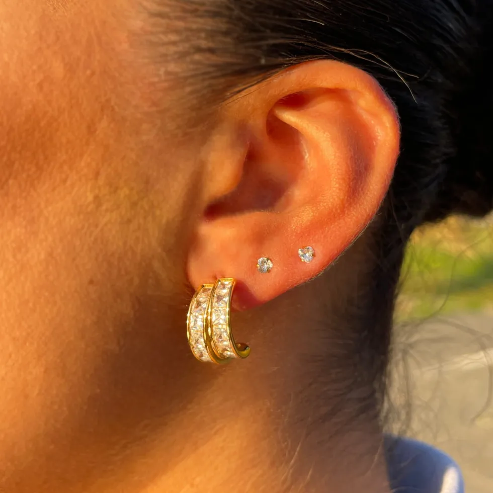 Double Shine Ohrstecker | 18K vergoldet