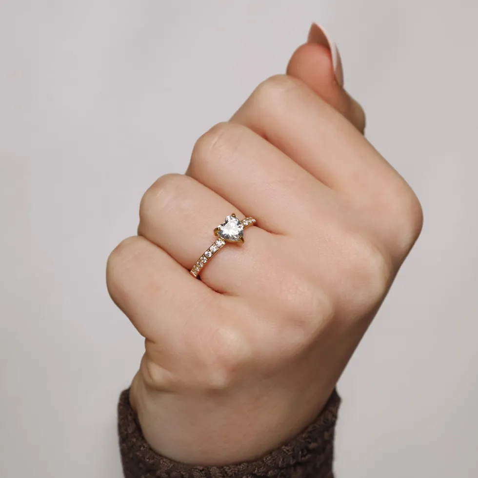 Drop Heart Ring | 18K vergoldet