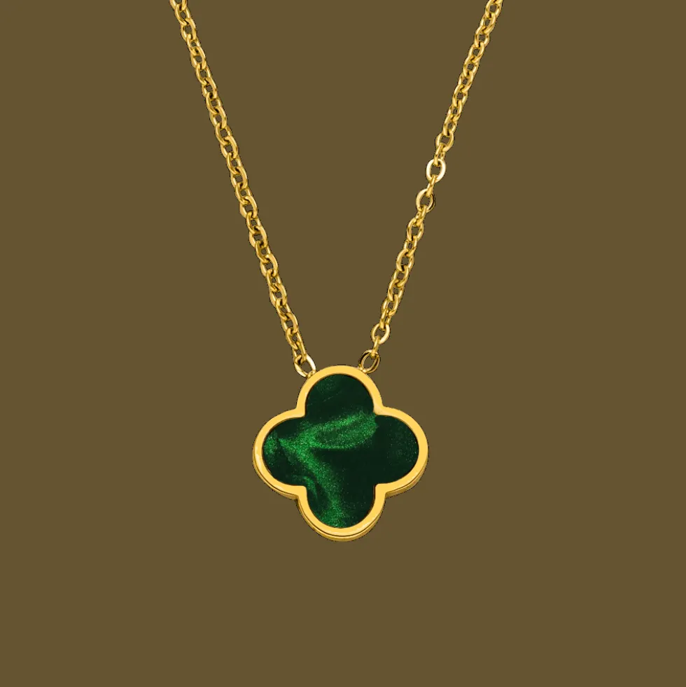 Emerald Clover Kette | 18K vergoldet