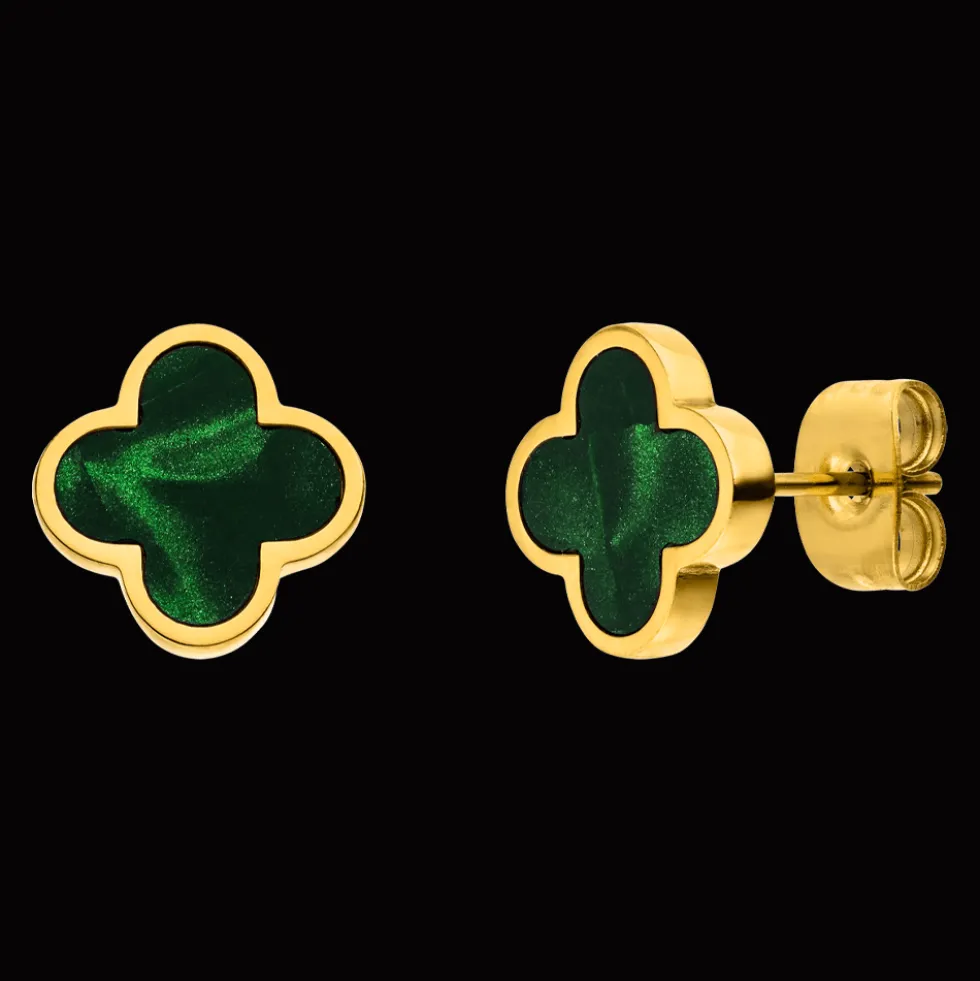 Emerald Clover Ohrstecker | 18K vergoldet