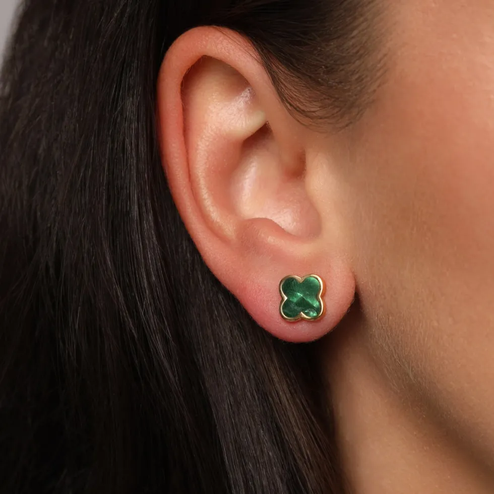 Emerald Clover Ohrstecker | 18K vergoldet