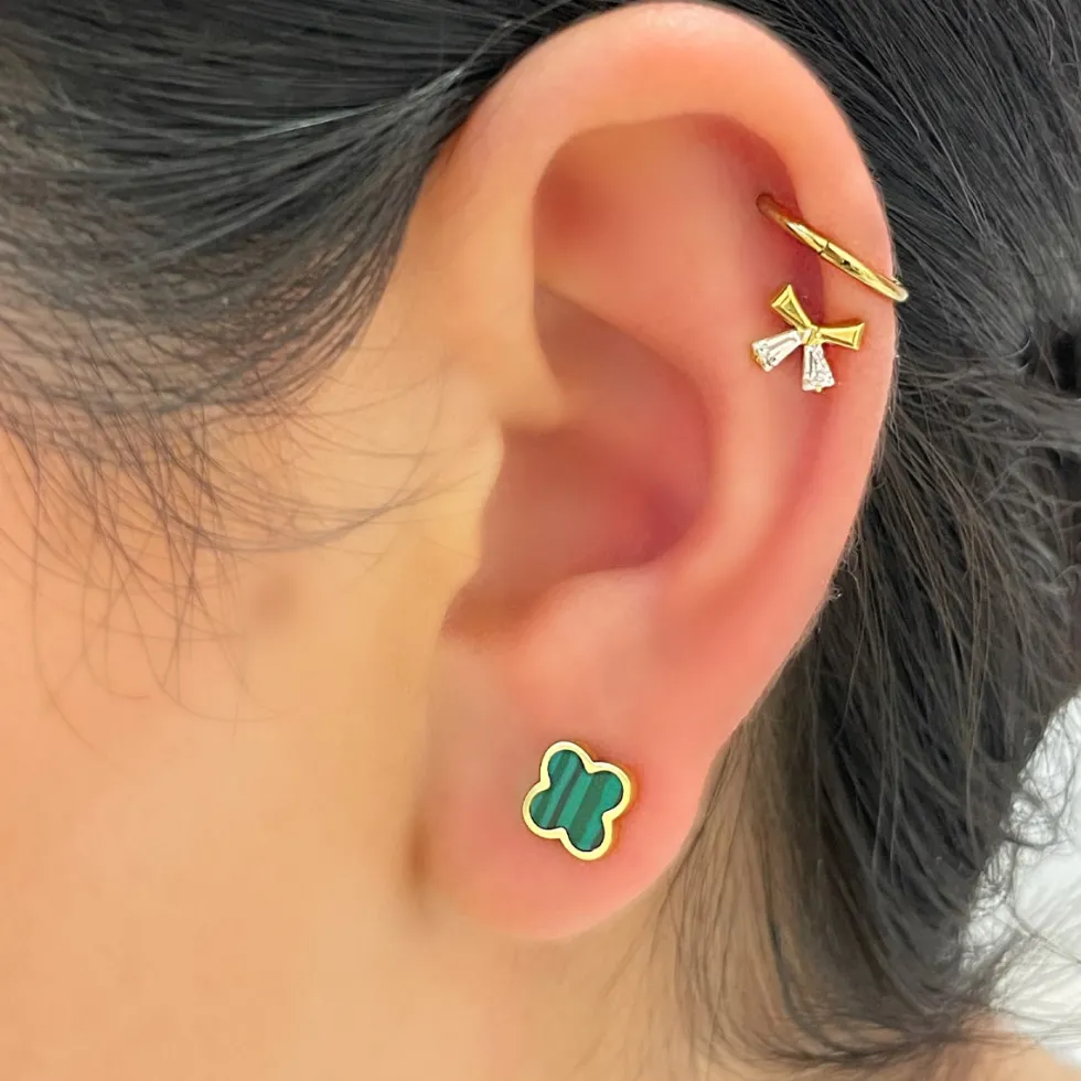 Green Clover Ohrstecker | 18K vergoldet
