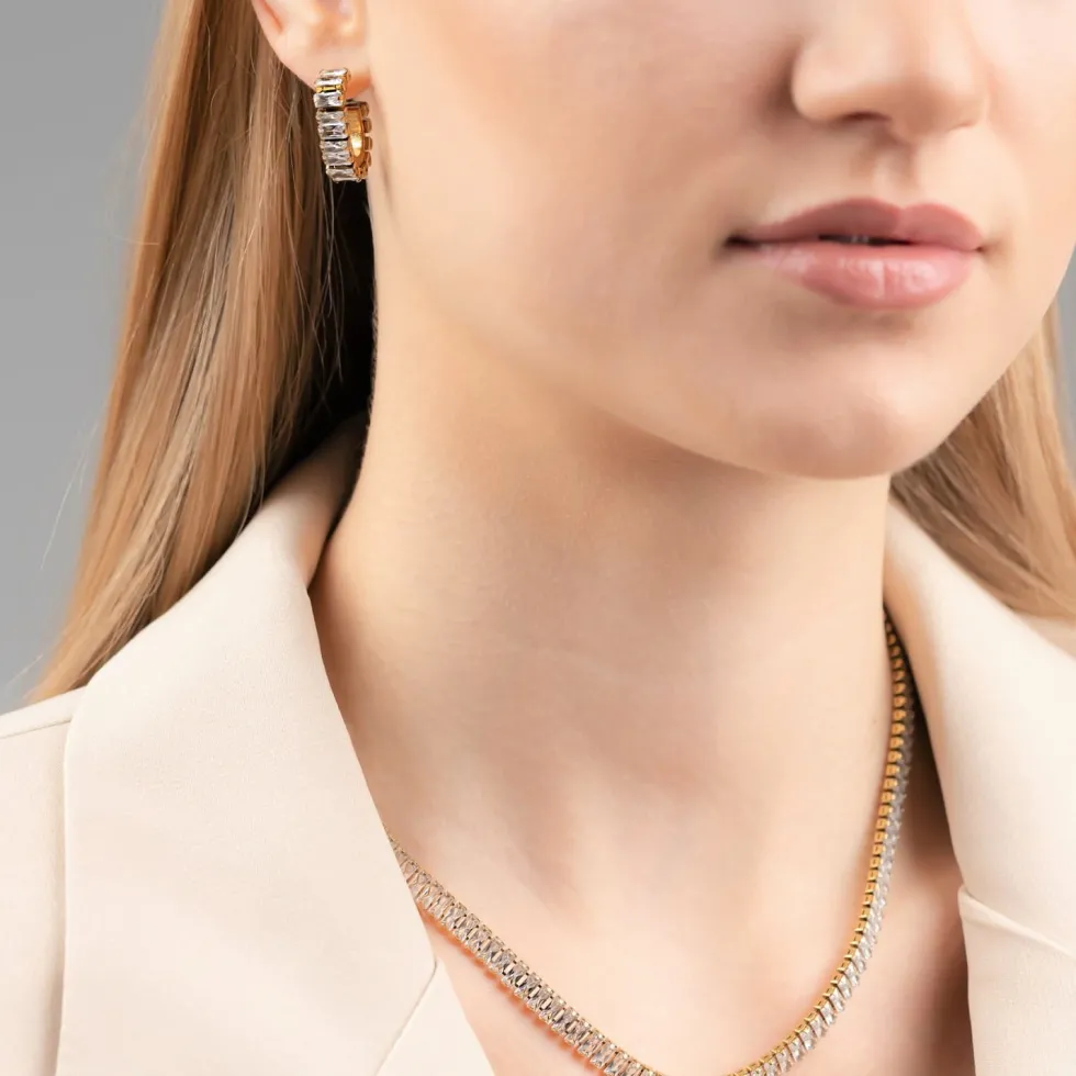 Icy Baguette Ohrstecker | 18K vergoldet