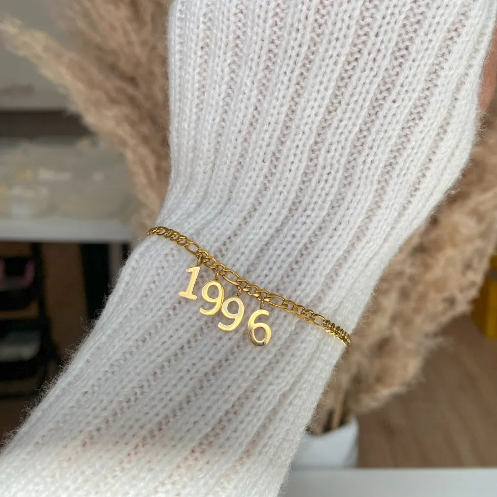 Jahreszahl Armband | 18K vergoldet
