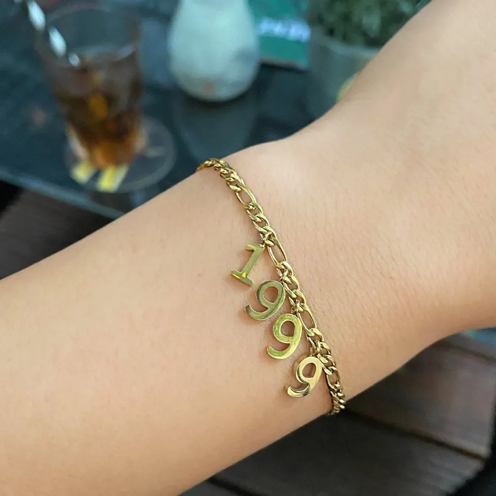 Jahreszahl Armband | 18K vergoldet