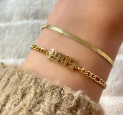 Jahreszahl Gothic Armband | 14K vergoldet