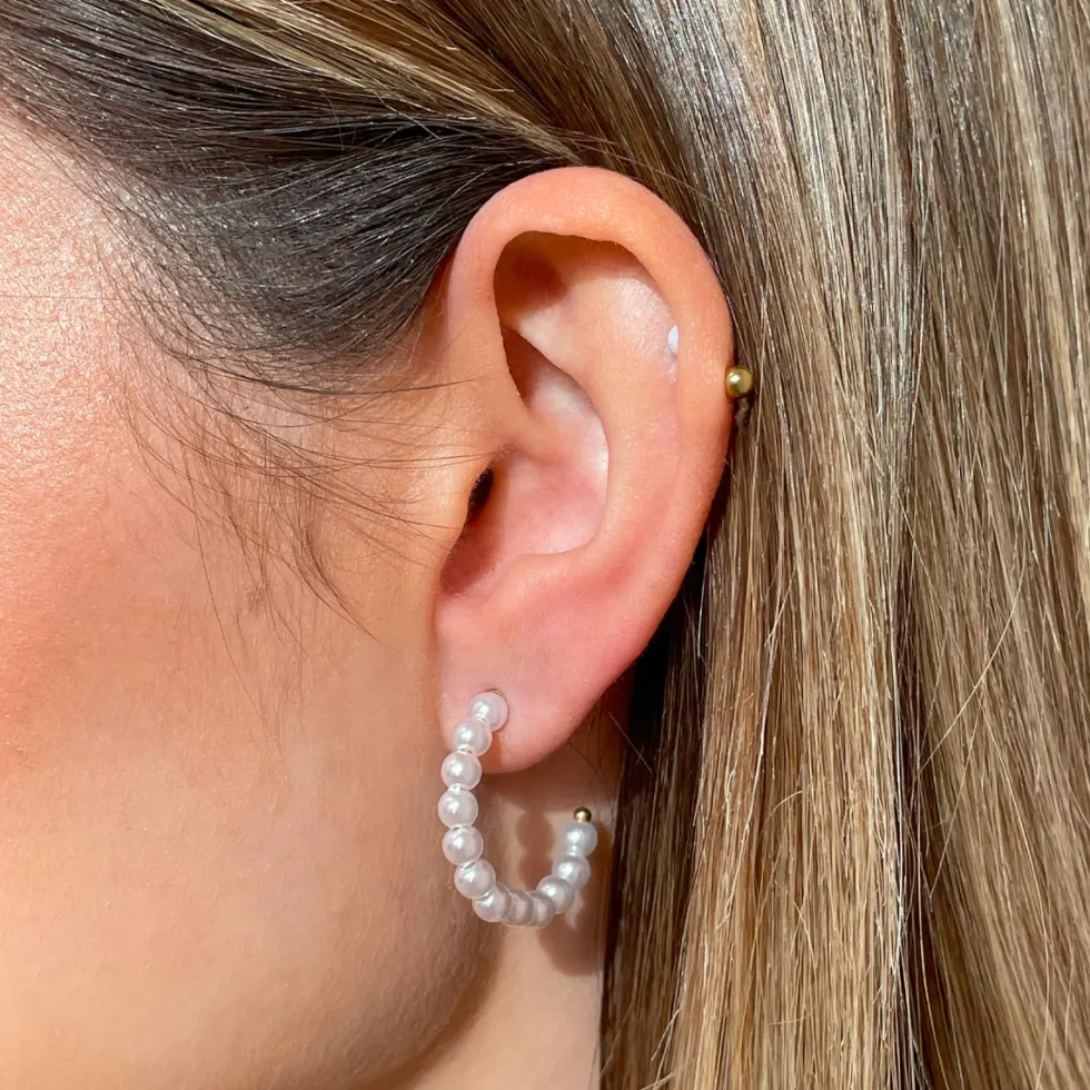 Pearl Hoop Ohrringe | 18K vergoldet