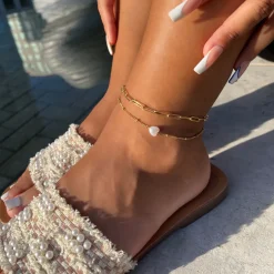 Pearl Link Fußkette | 18K vergoldet