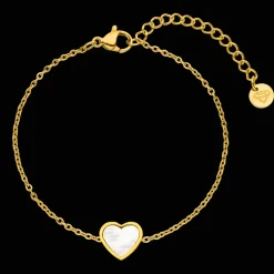 Perlmutt Herz Armband | 18K vergoldet