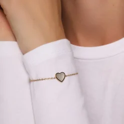 Perlmutt Herz Armband | 18K vergoldet