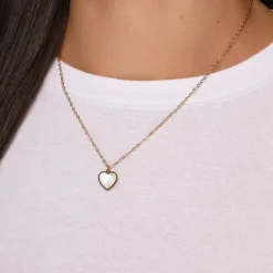 Perlmutt Herz Kette | 18K vergoldet