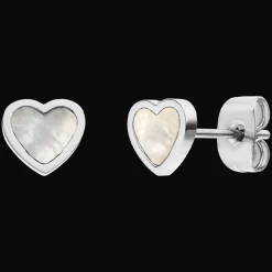 Perlmutt Herz Ohrstecker | 18K vergoldet