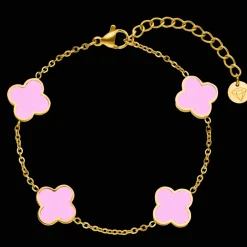 Pink Clover Armband | 18K vergoldet