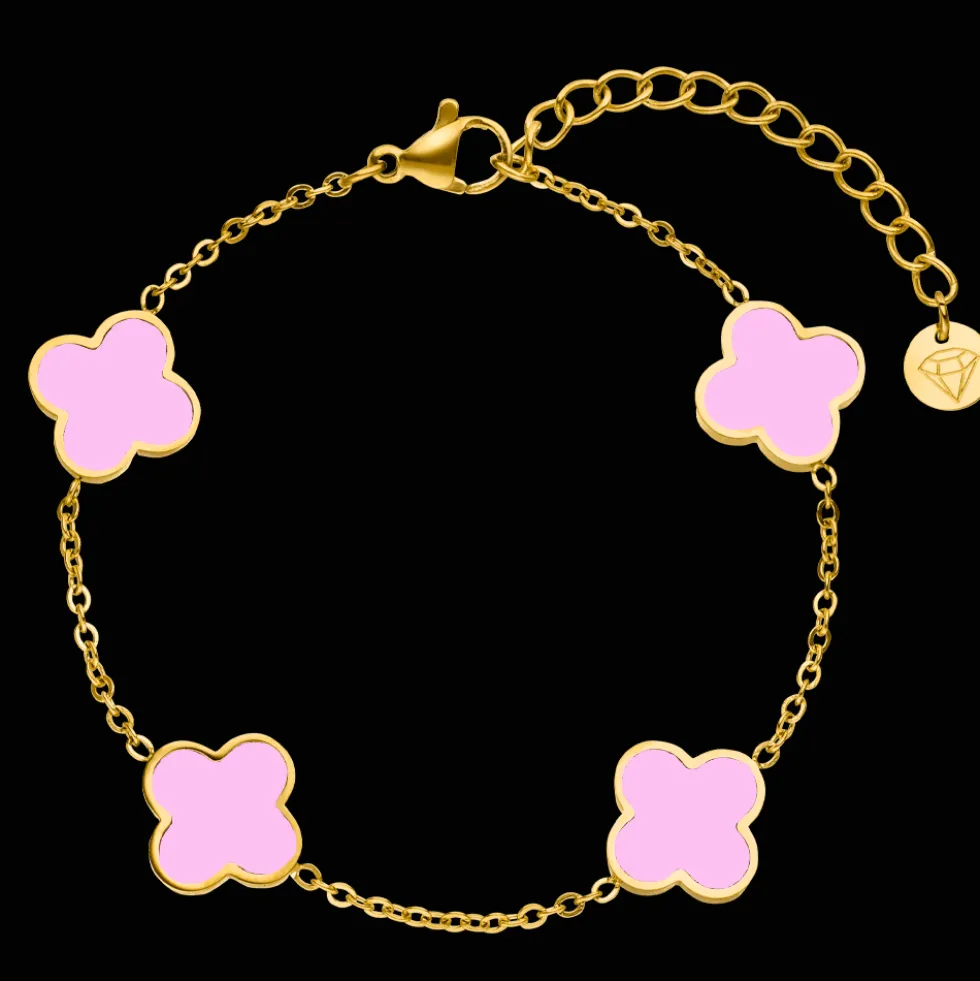 Pink Clover Armband | 18K vergoldet
