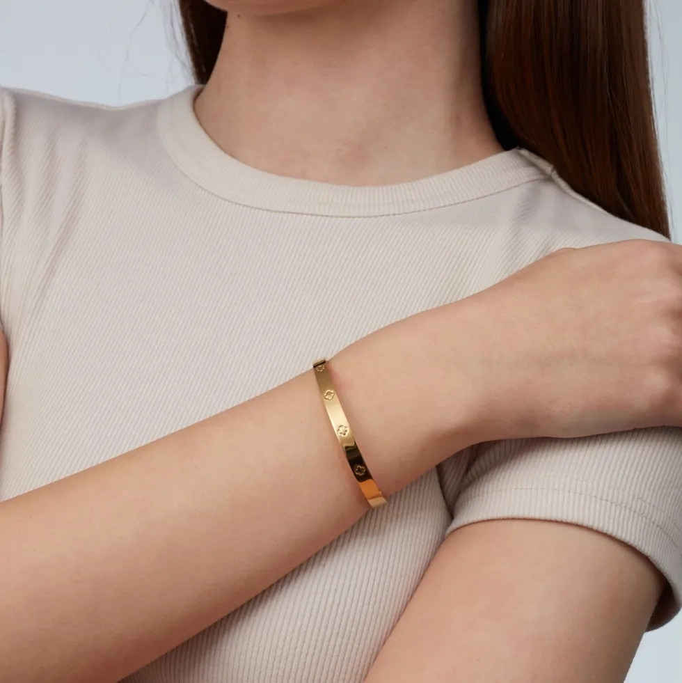 Shine Clover Armreif | 18K vergoldet