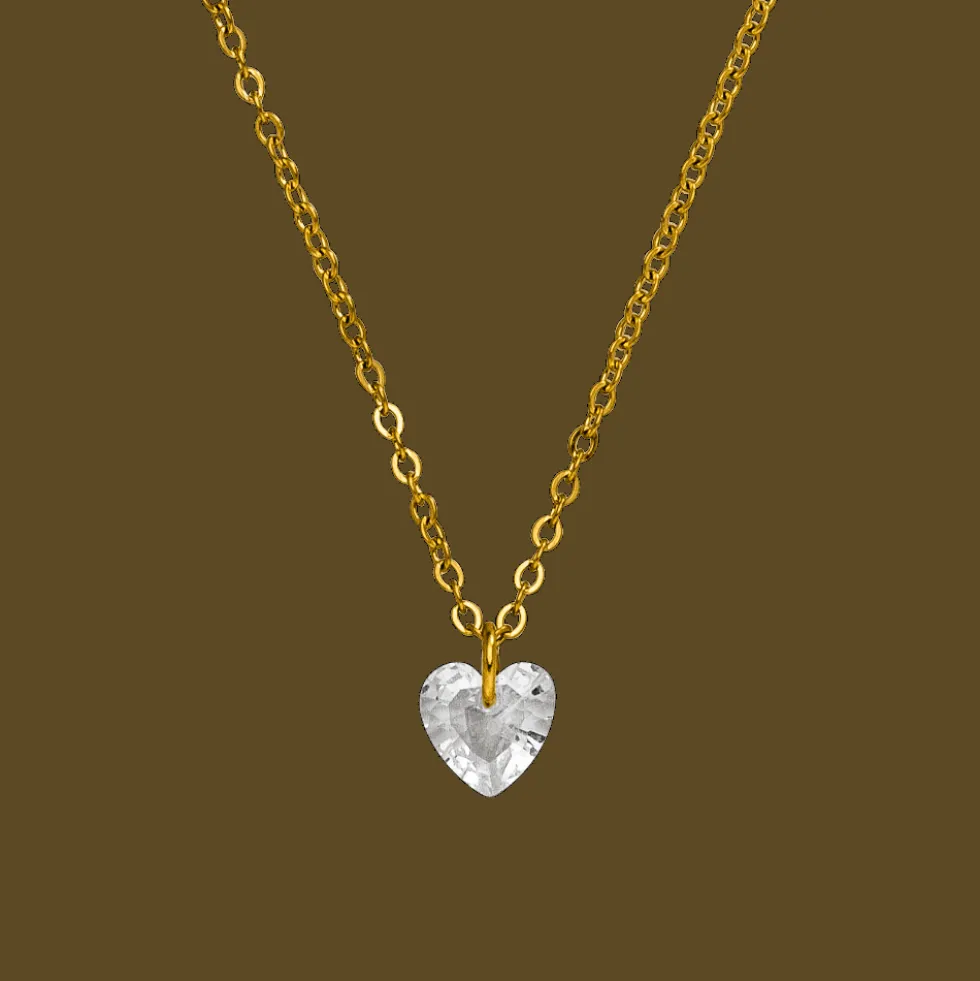 Stone Heart Halskette | 18K vergoldet