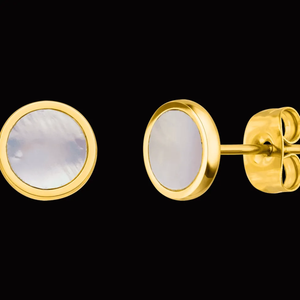 White Shimmer Ohrstecker | 18K vergoldet