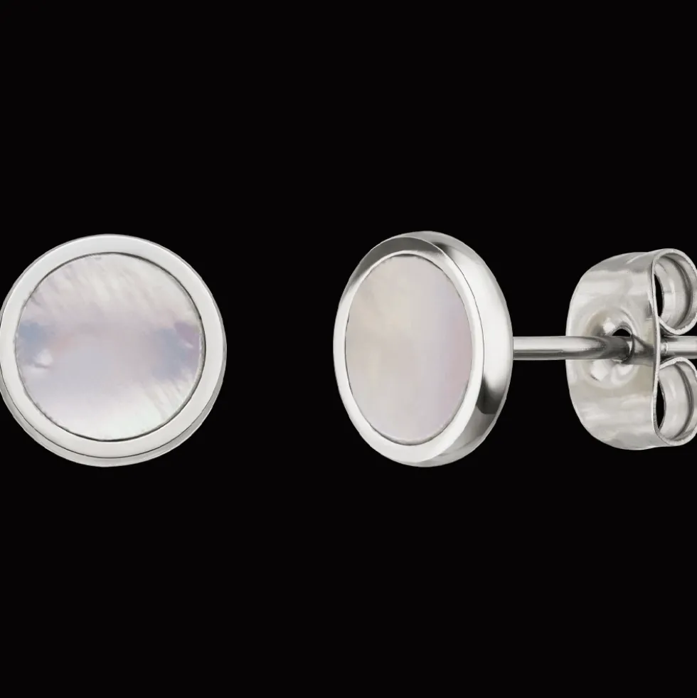 White Shimmer Ohrstecker | 18K vergoldet