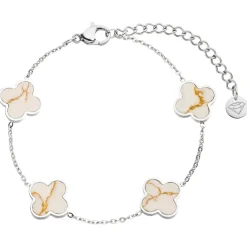 White-Gold Clover Armband | 18K vergoldet